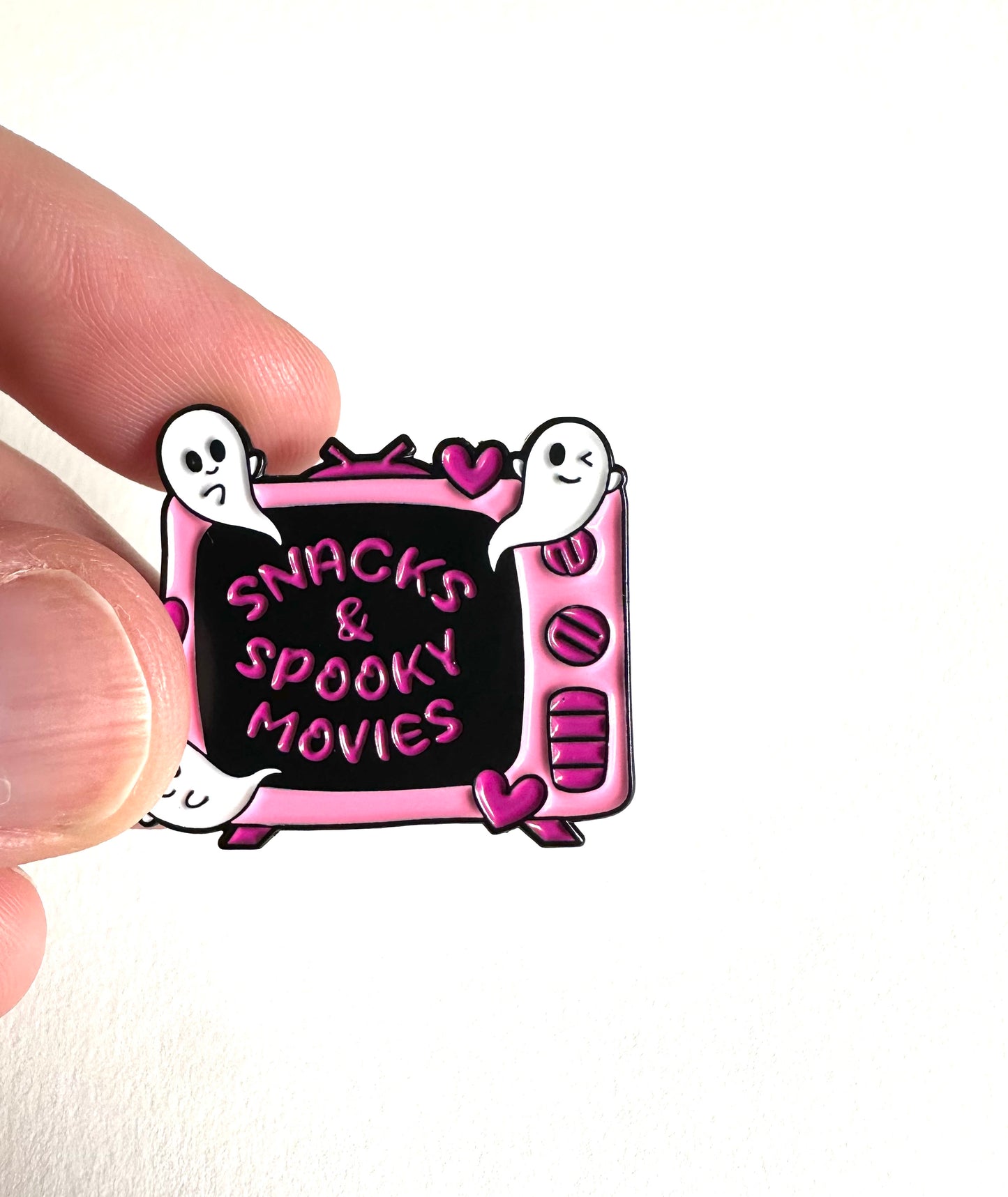 Snack & Spooky Movies Enamel Pin