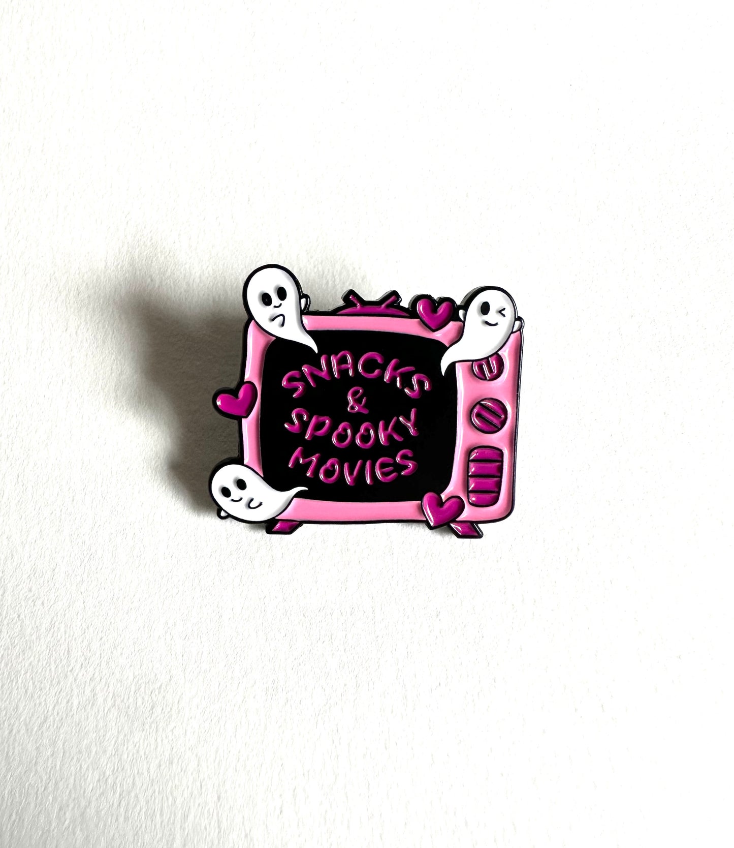 Snack & Spooky Movies Enamel Pin