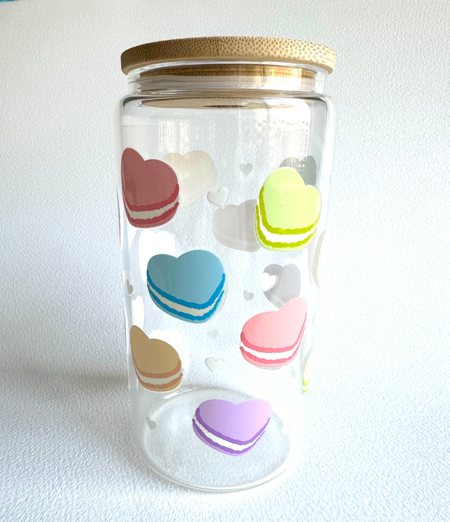 Heart Macarons 16 oz. Glass Cup