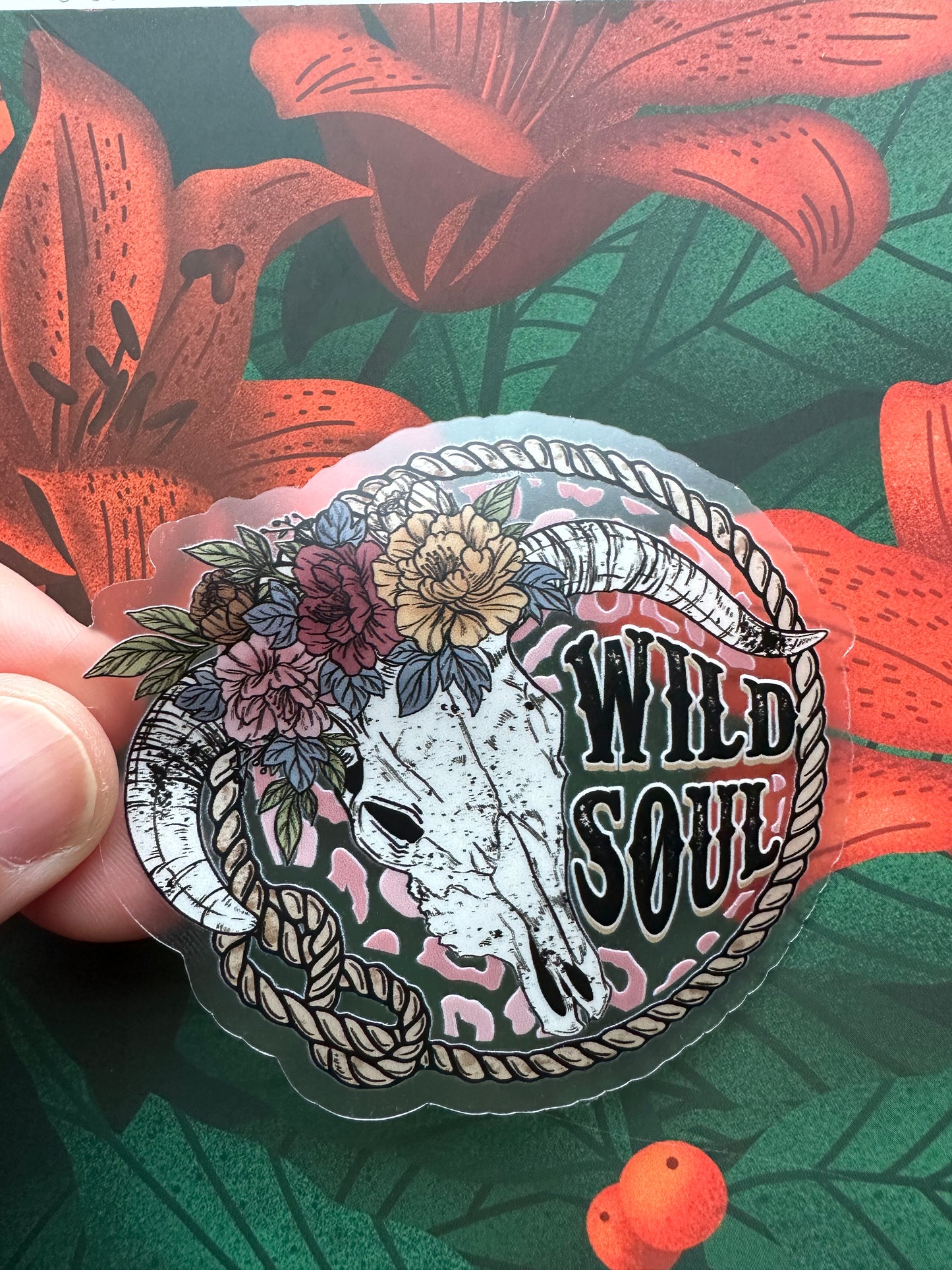 Wild Soul Clear Vinyl Sticker, 3.0” x 2.7”