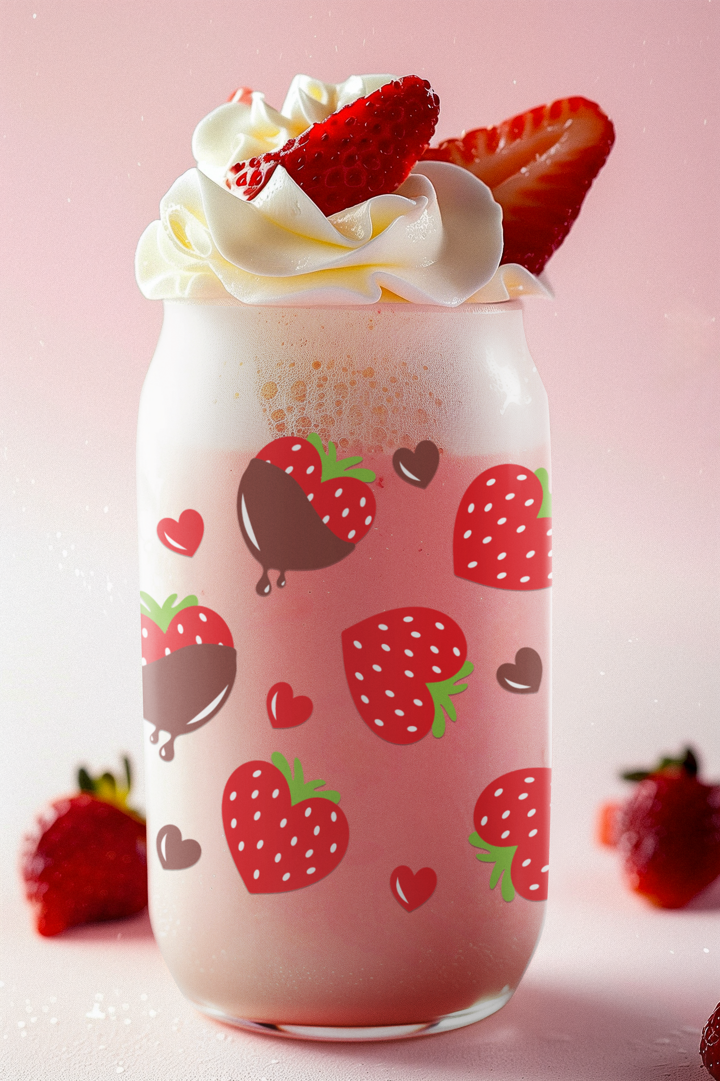 Chocolate Covered Strawberries 16 oz. Glass Cup