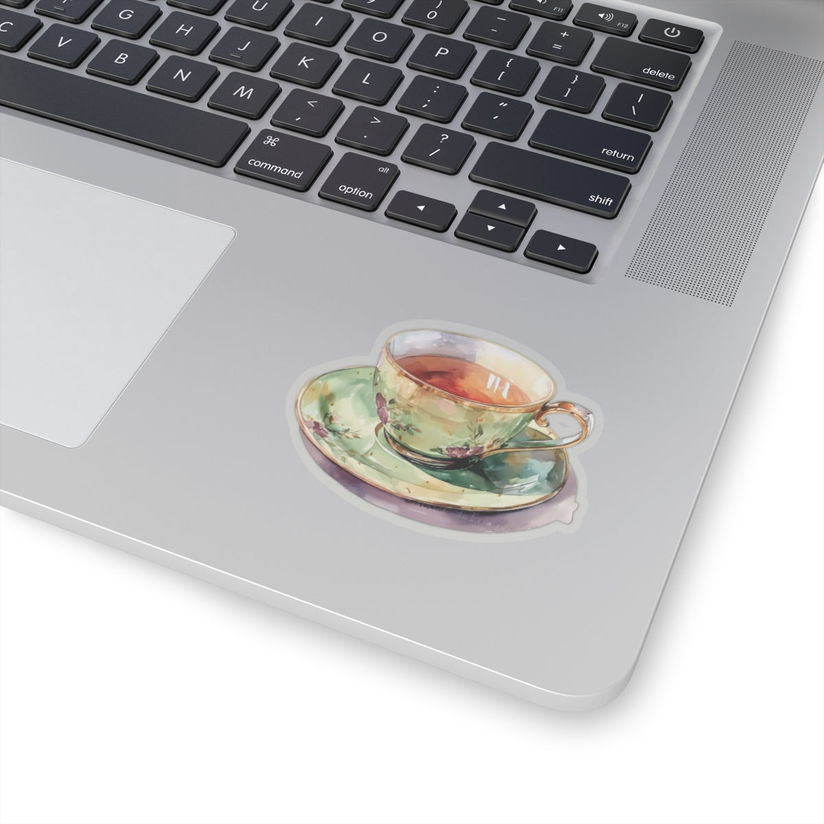 Tea Cup Clear Transparent Vinyl Sticker, 3.0" x 2.4"