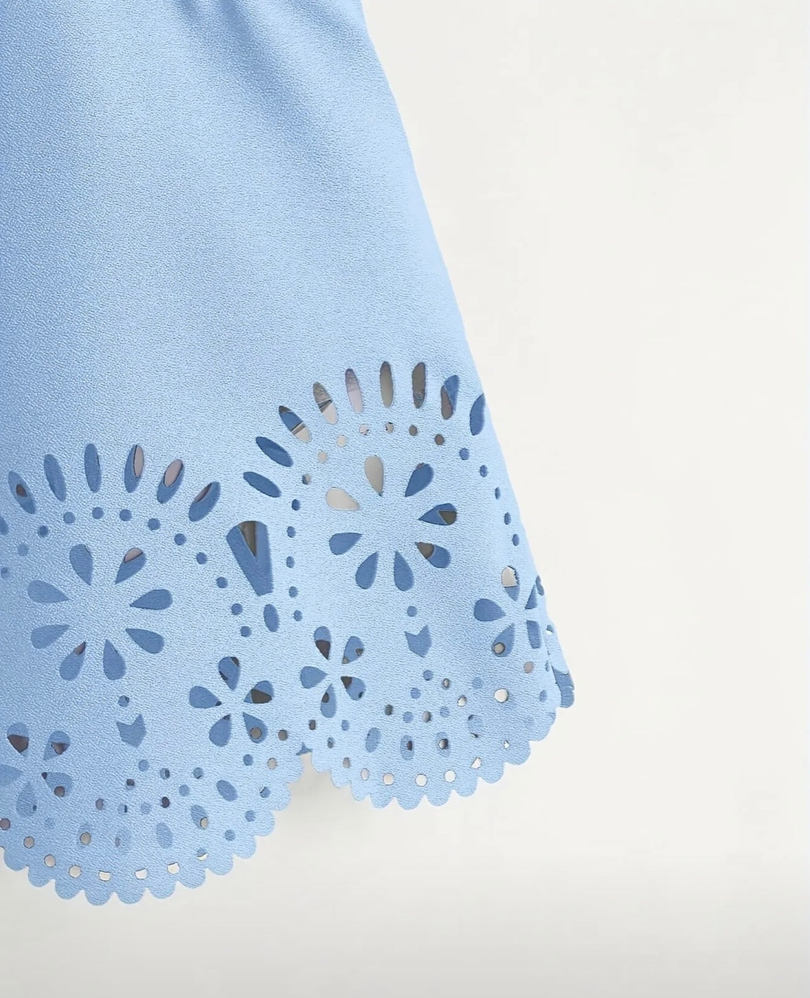 Eyelet Cutout Detail of Cute Icy Blue Tank Top at Merry May
