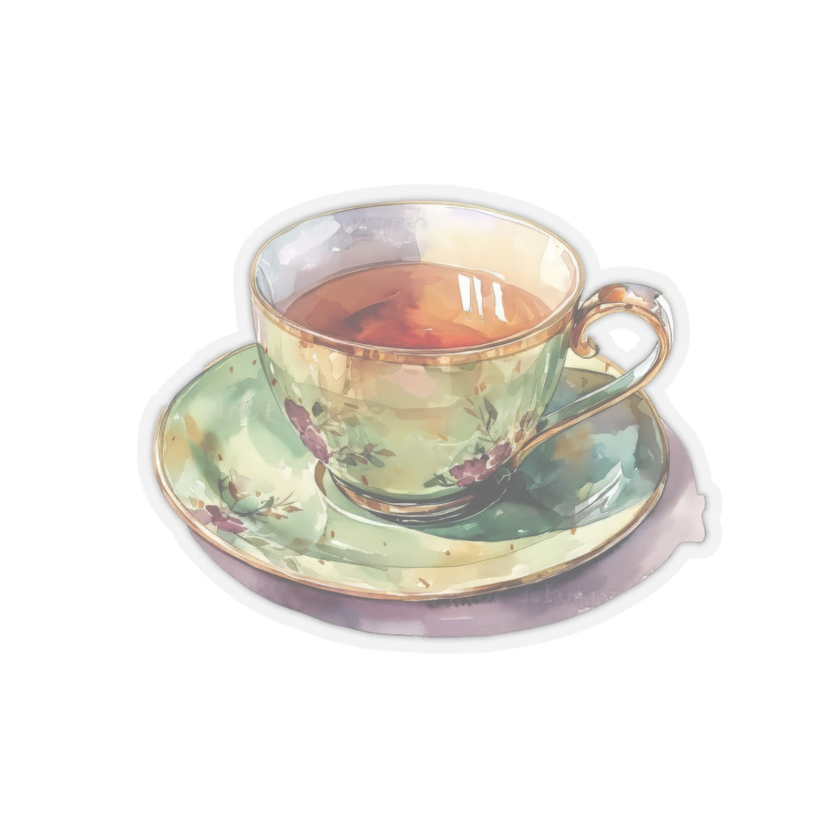 Tea Cup Clear Transparent Vinyl Sticker, 3.0" x 2.4"