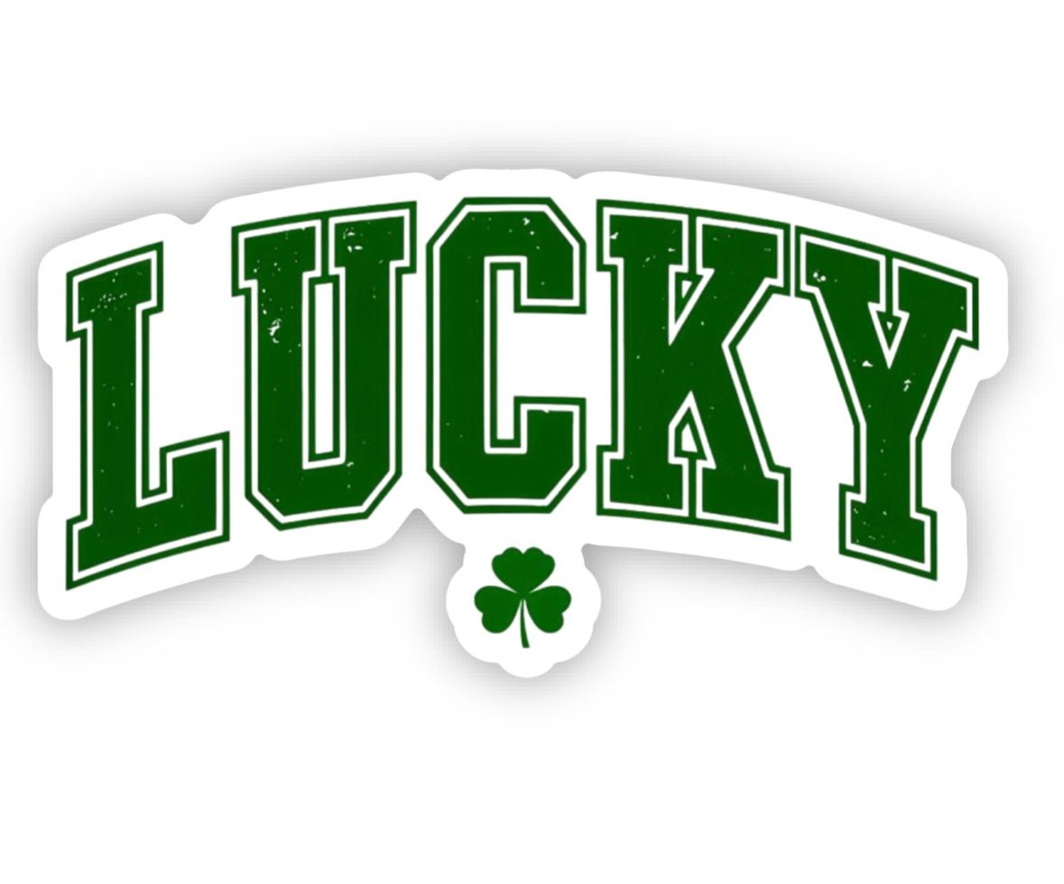 Lucky Shamrock Vinyl Sticker, 3.0” x 1.6” - Merry May