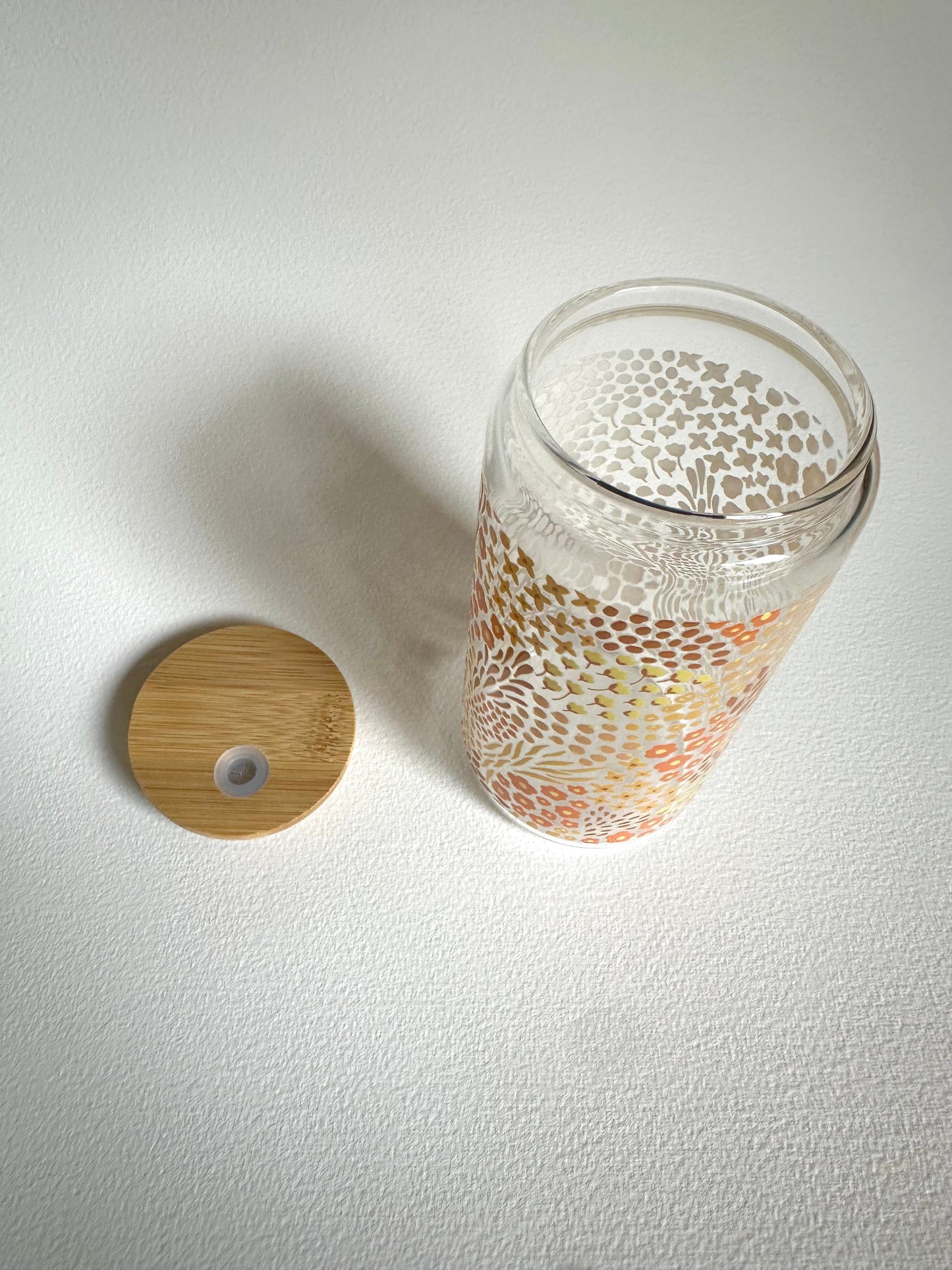 Special Edition: Autumn Floral 16oz. Glass Cup - Merry May