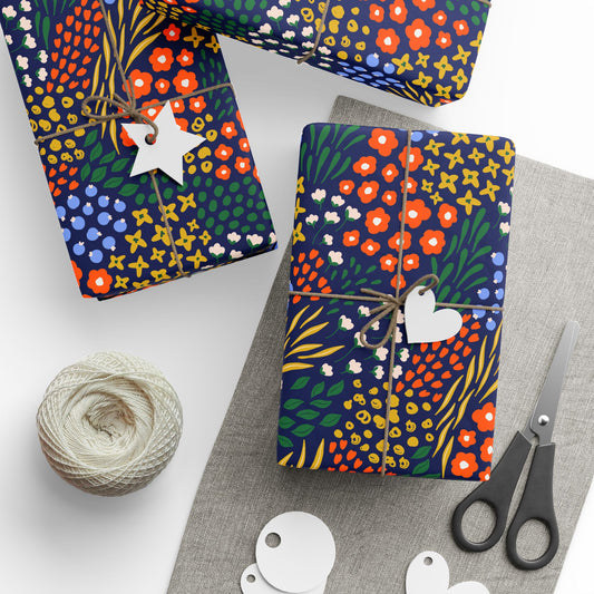 Dark Winter Floral Matte Wrapping Paper Roll