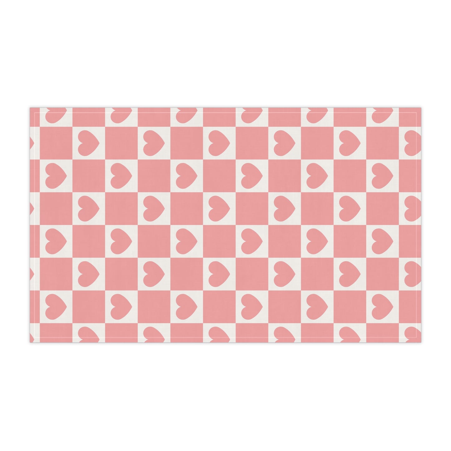 Pink Heart Grid Tea Towel, 18" x 30"