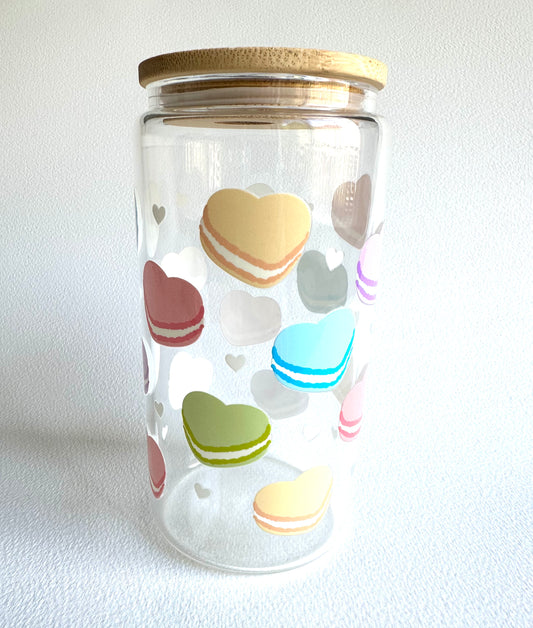 Heart Macarons 16 oz. Glass Cup