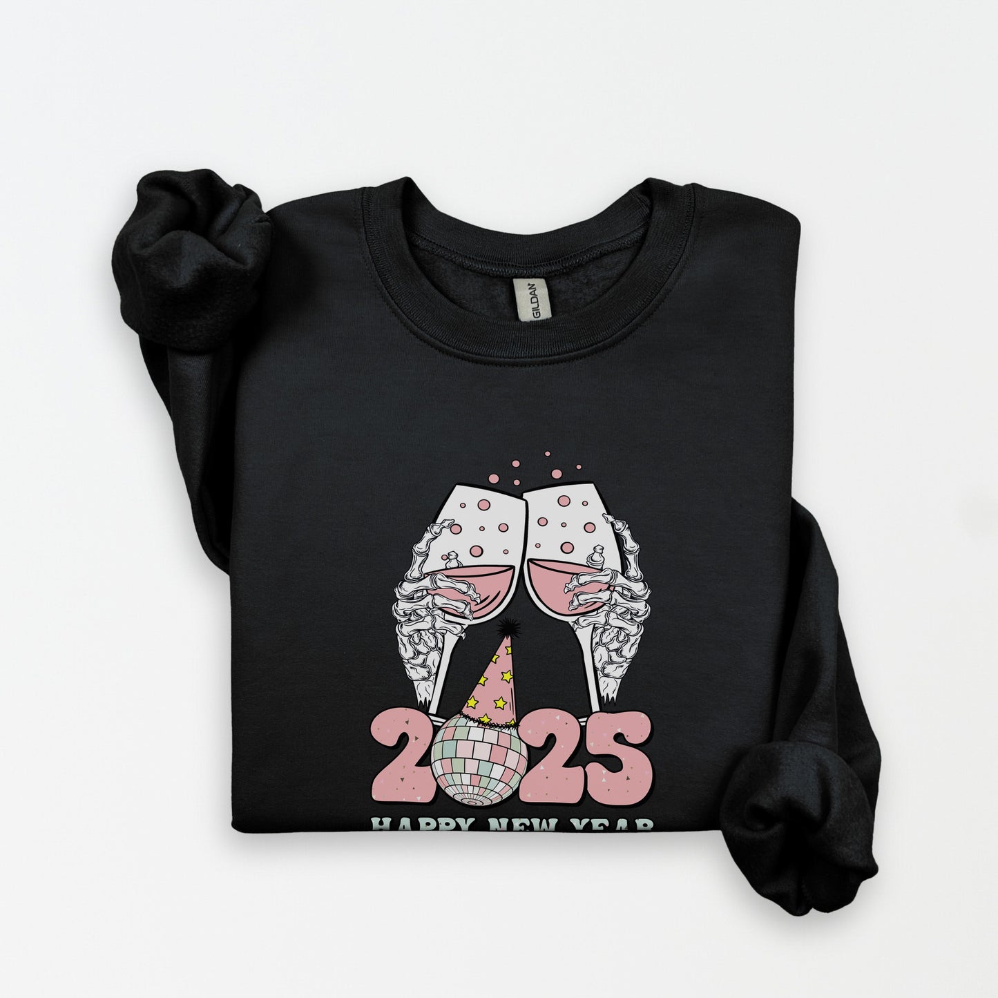 Skeleton Happy New Year Toast Sweatshirt