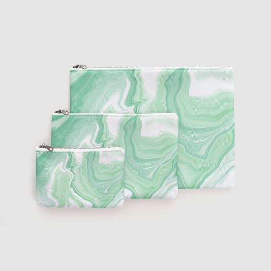 Mint Marble Swirl Zipper Pouch