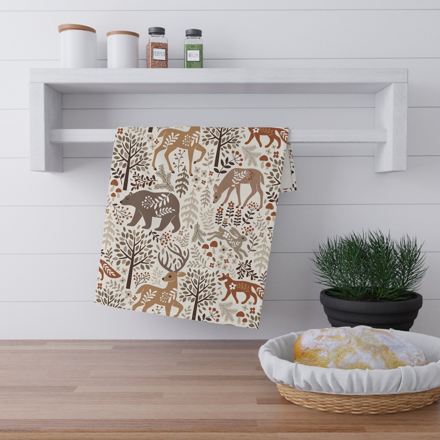 Winter Forest Animals Tea Towel, 18" x 30"