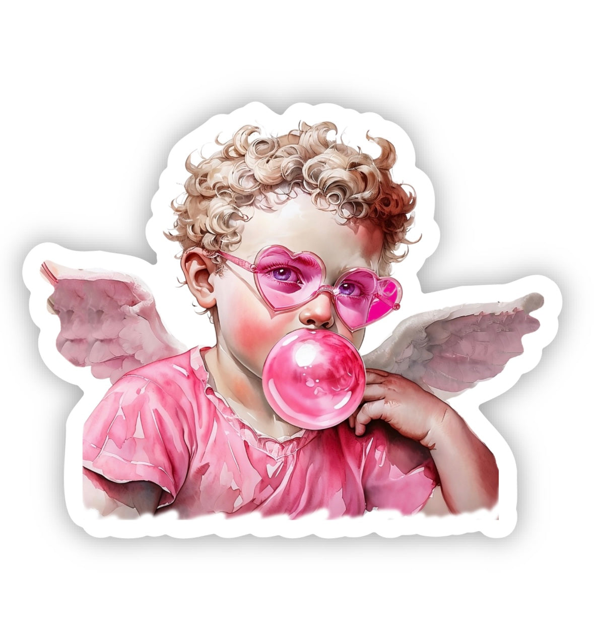 Cupid Blowing Bubble Vinyl Sticker, 3.0” x 2.4”