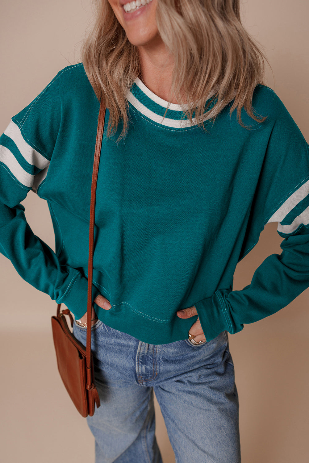 Jadeita Patchwork Drop Shoulder Sweatshirt
