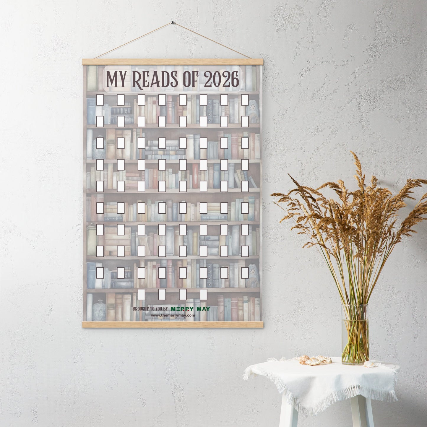 52 Books In A Year Sticker Poster With Hanger, 24" x 36" - Merry May