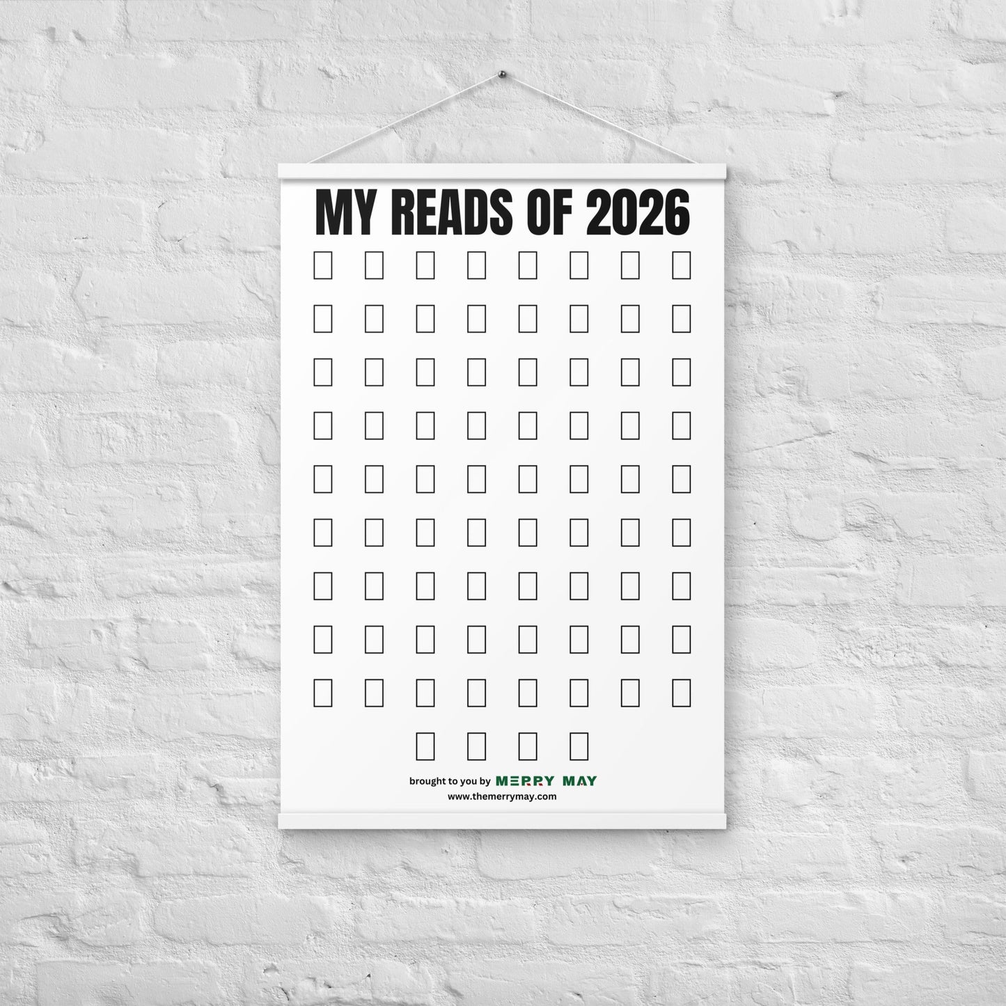 52 Books In A Year Sticker Poster With Hanger, 24" x 36" - Merry May