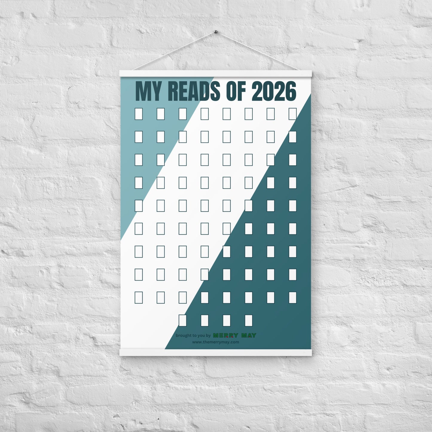 52 Books In A Year Sticker Poster With Hanger, 24" x 36" - Merry May