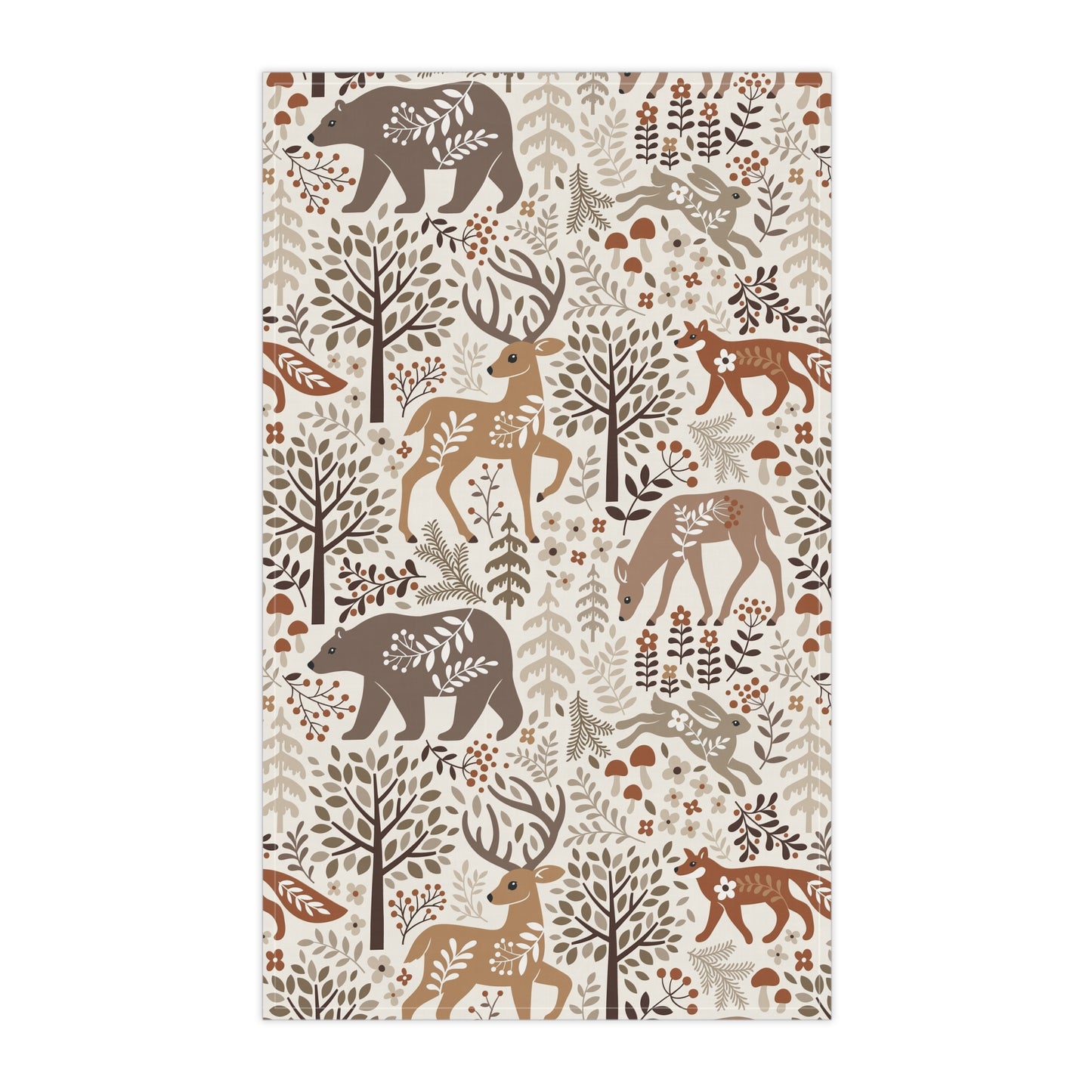 Winter Forest Animals Tea Towel, 18" x 30"