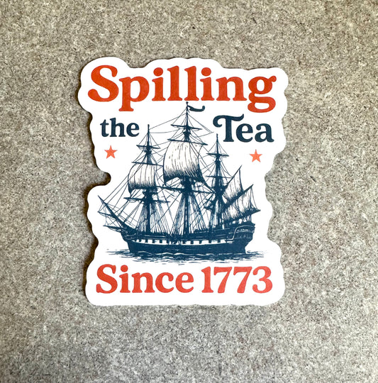 Spilling the Tea Vinyl Sticker, 3" x 3"