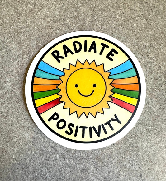 Radiate Positivity Vinyl Sticker, 3 inches by 3 inches