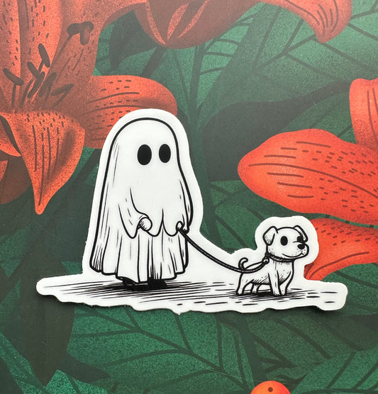 Ghost Dogwalker Vinyl Sticker, 3.0" x 2.0"
