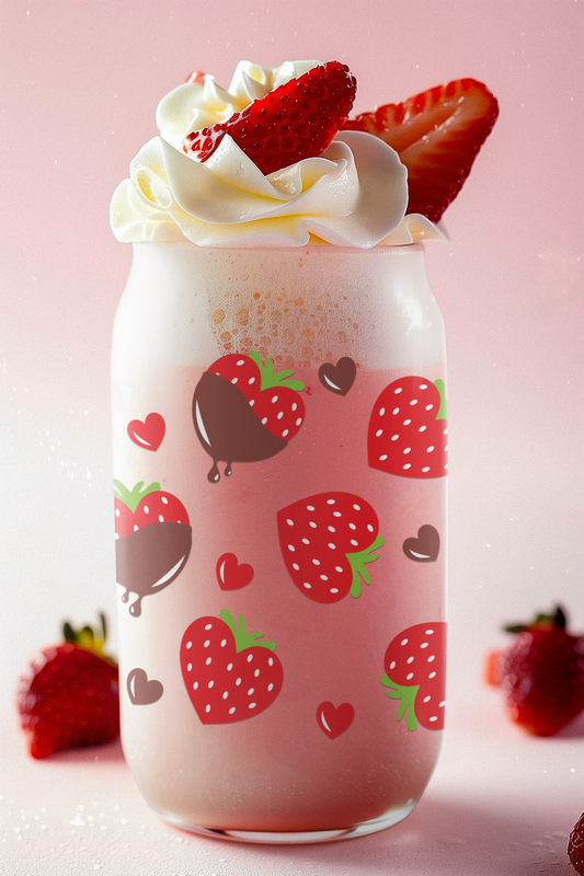 Chocolate Covered Strawberries 16 oz. Glass Cup