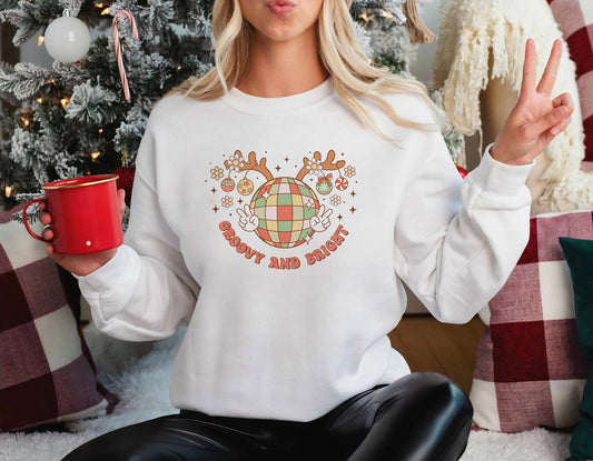 Groovy Merry and Bright Disco Ball Sweatshirt