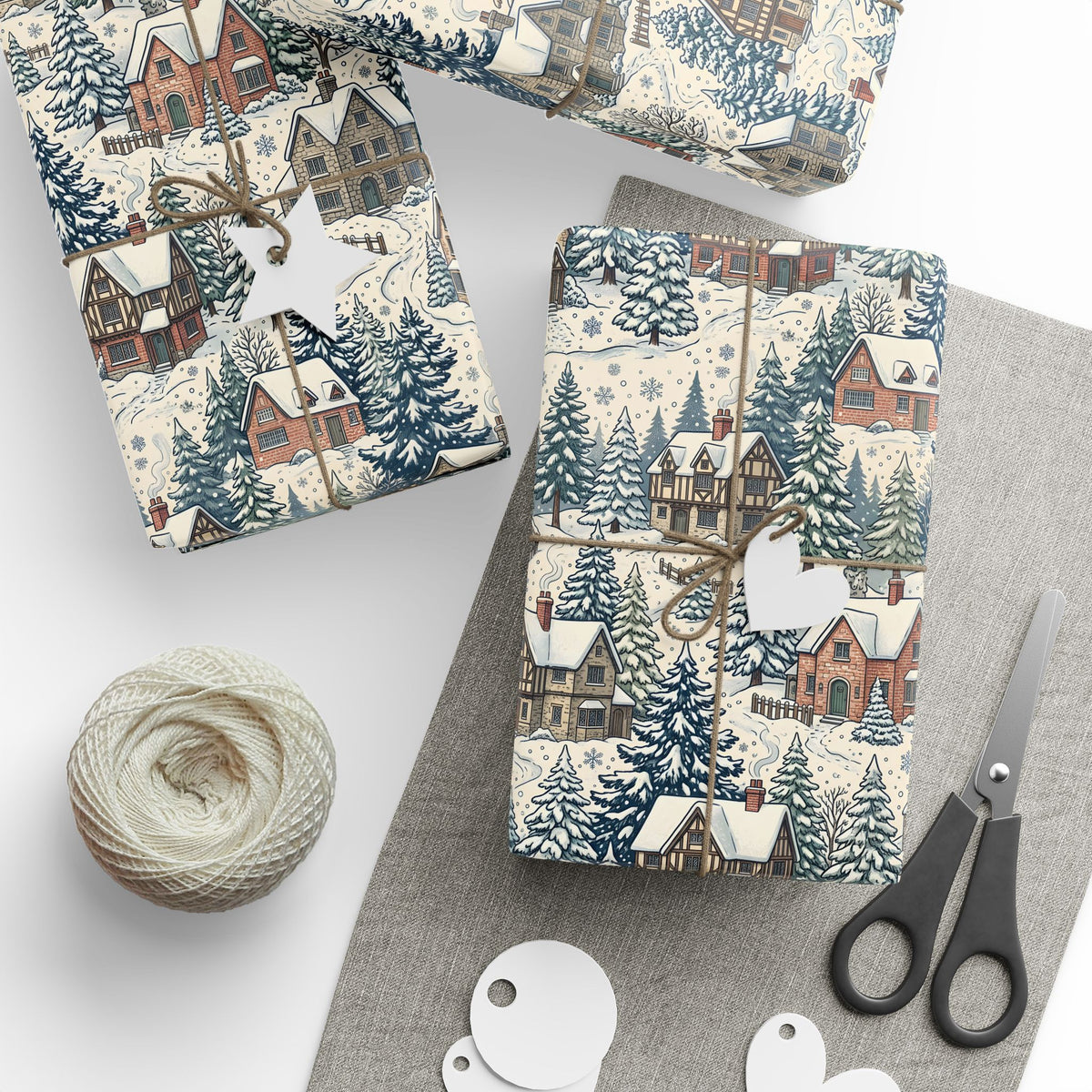 Snowy Cabin Wrapping Paper Roll