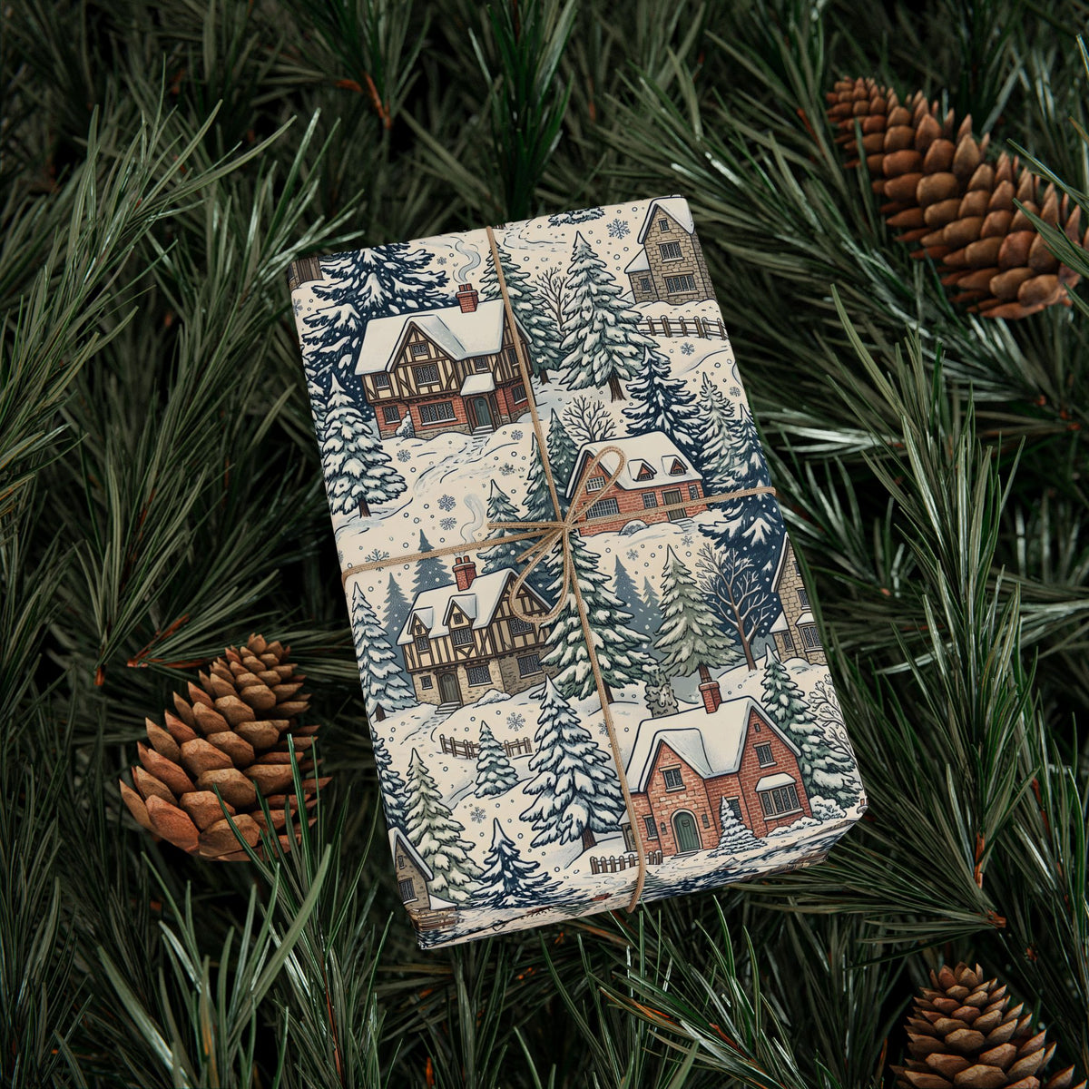 Snowy Cabin Wrapping Paper Roll