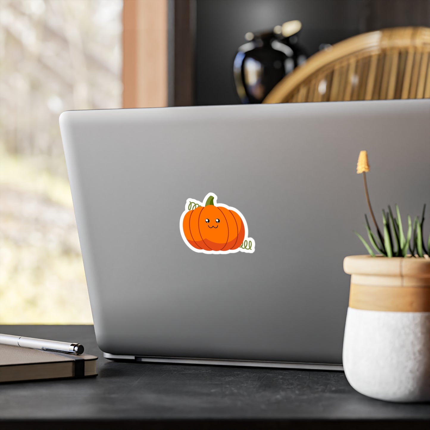 Cute Pumpkin Vinyl Sticker, 3x2.5"