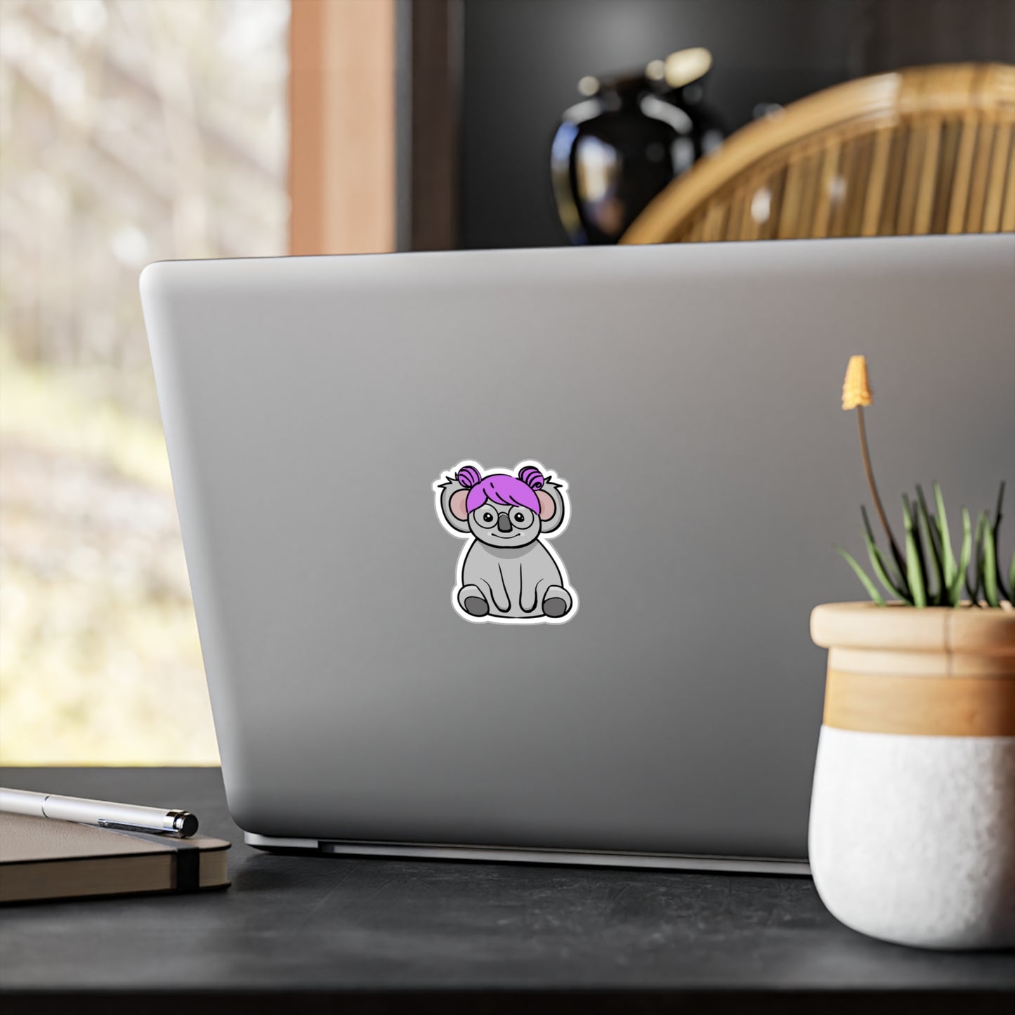 Purple Hair Koala Vinyl Stickers, 2.5x3"