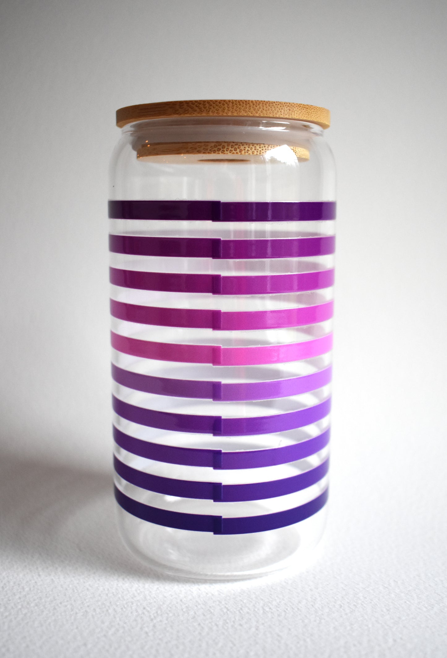 Purple Ombre Lines 16 oz. Glass Cup