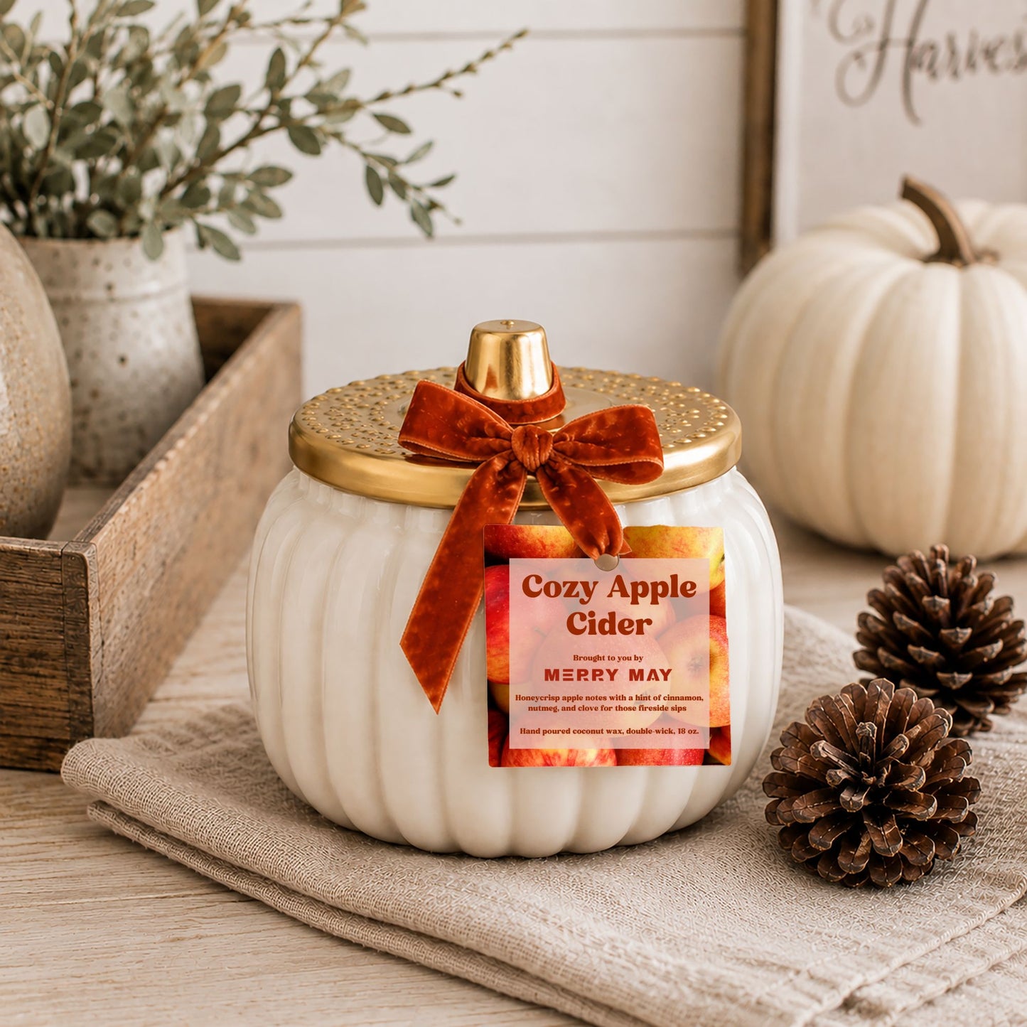 Ceramic Double-Wick Pumpkin Candle