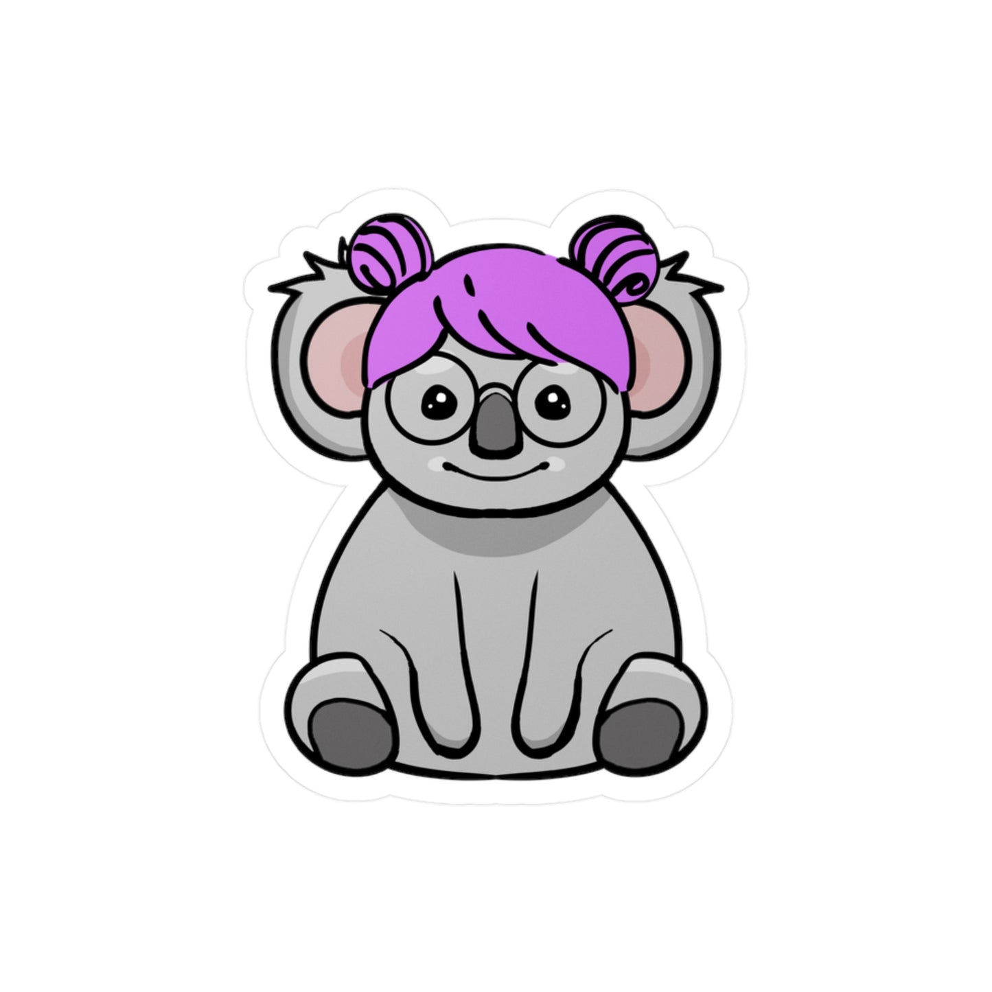 Purple Hair Koala Vinyl Stickers, 2.5x3"