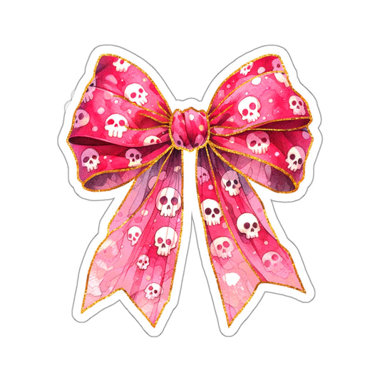 Skull Coquette Bow Vinyl Sticker, 2.7" x 3.0"