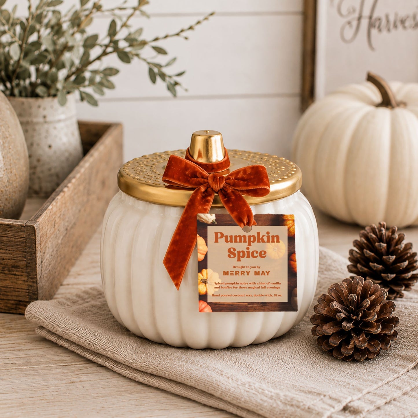 Ceramic Double-Wick Pumpkin Candle