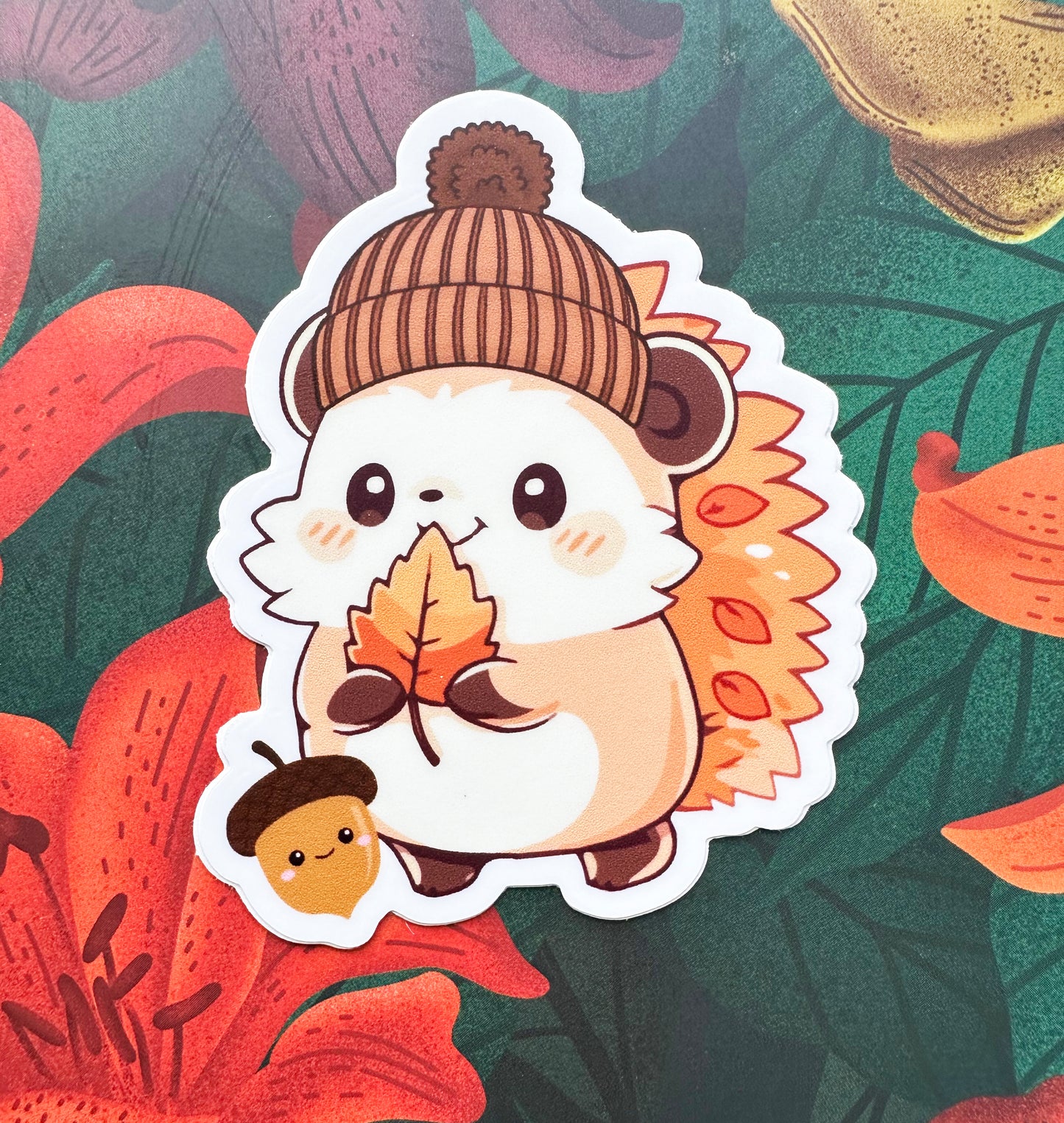 Cozy Autumn Squirrel Vinyl Sticker, 2.5x3"