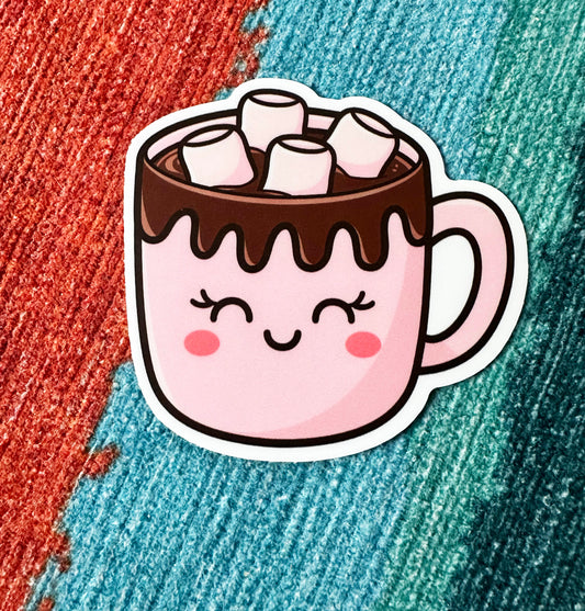 Cute Hot Cocoa Vinyl Sticker, 3x2.8"