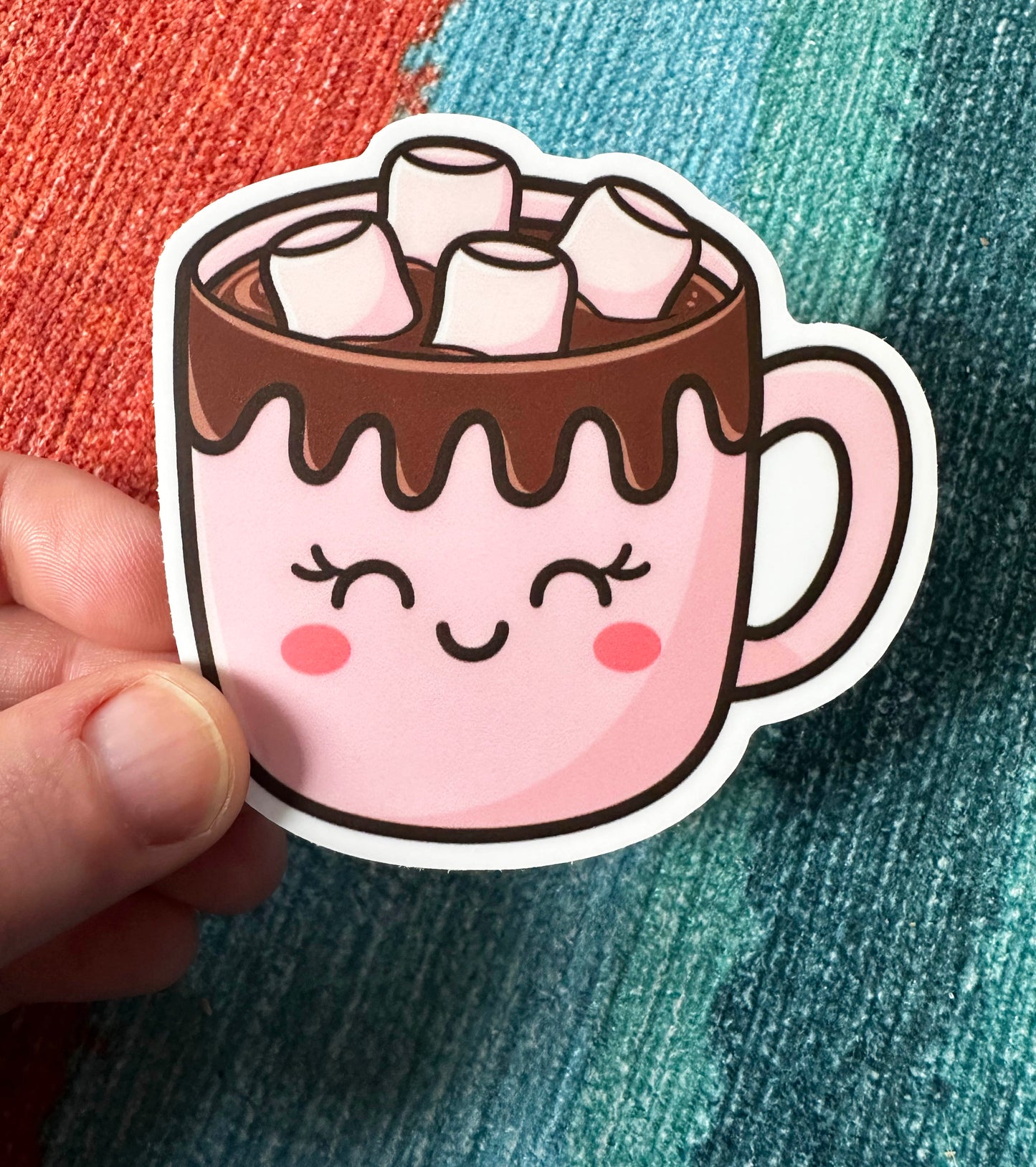 Cute Hot Cocoa Vinyl Sticker, 3x2.8"