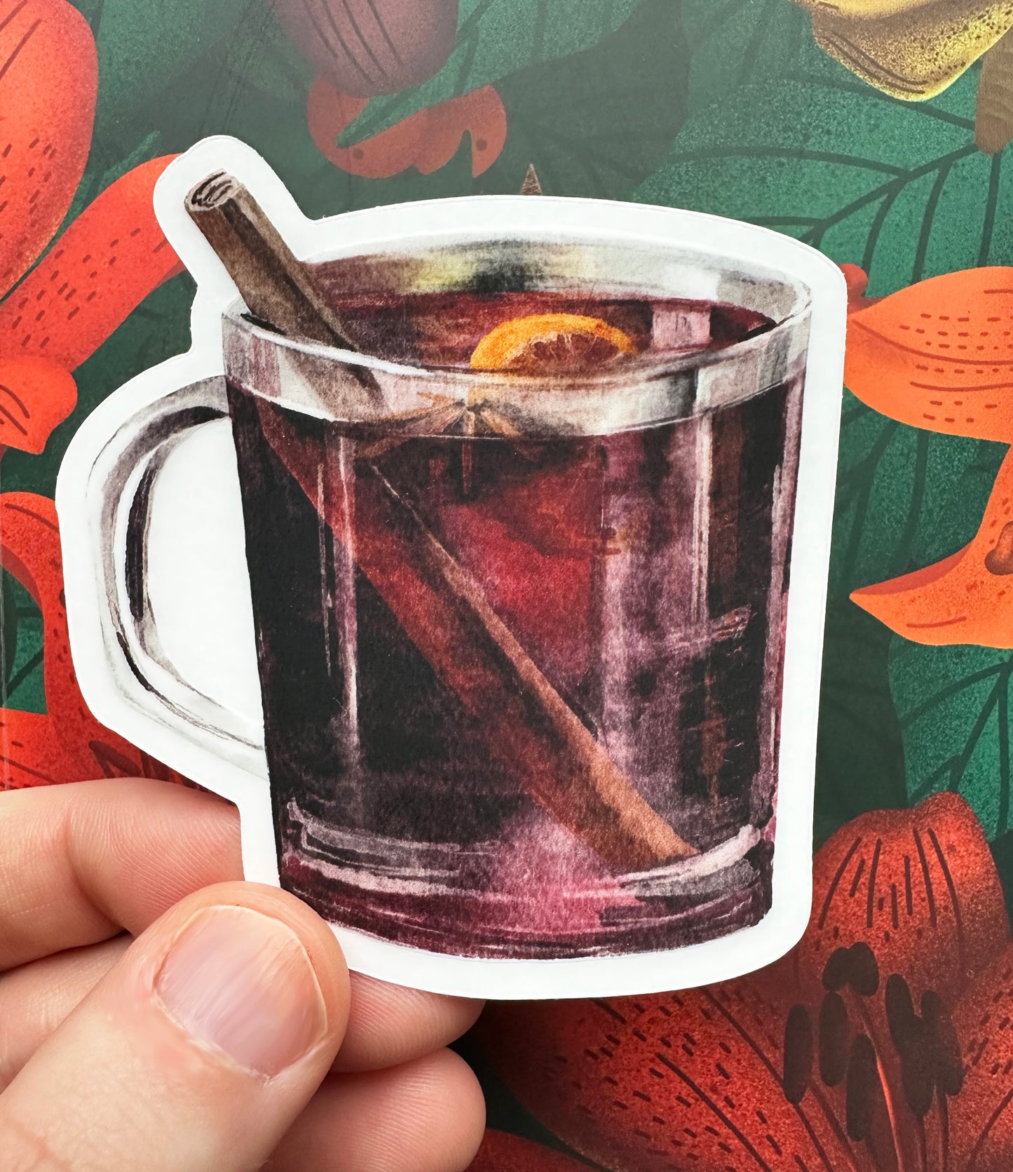 Mulled Wine Clear Transparent Vinyl Sticker, 2.8" x 3"