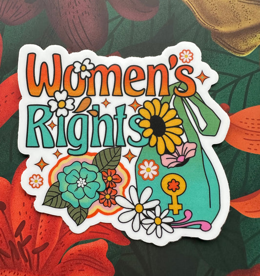 Retro Women's Rights Vinyl Sticker, 3" x 2.9"