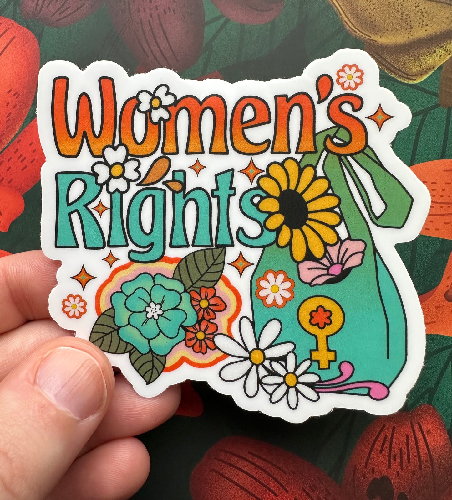 Retro Women's Rights Vinyl Sticker, 3" x 2.9"