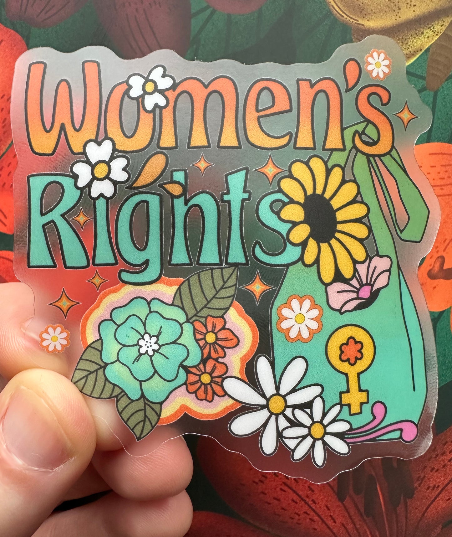 Retro Women's Rights Vinyl Sticker, 3" x 2.9"