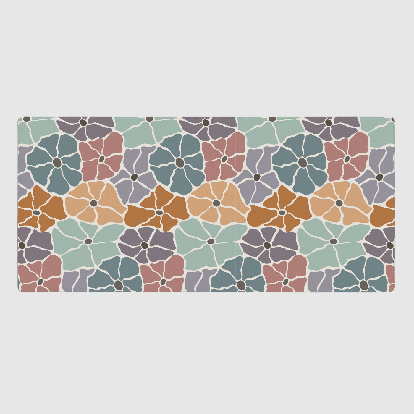 Retro Abstract Petals Large Desk Mat, 35x16"