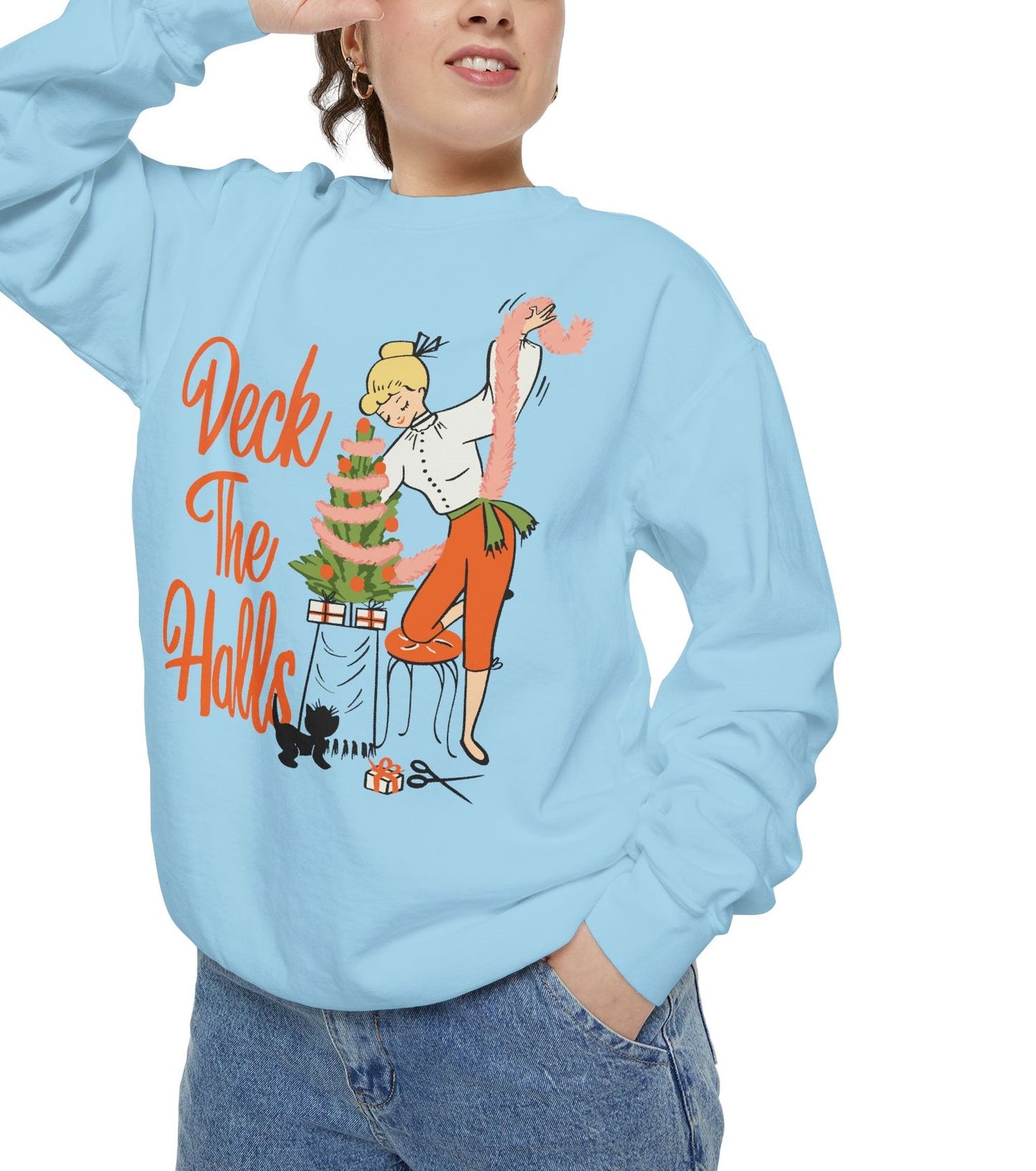 Retro Deck the Halls Crewneck Sweatshirt