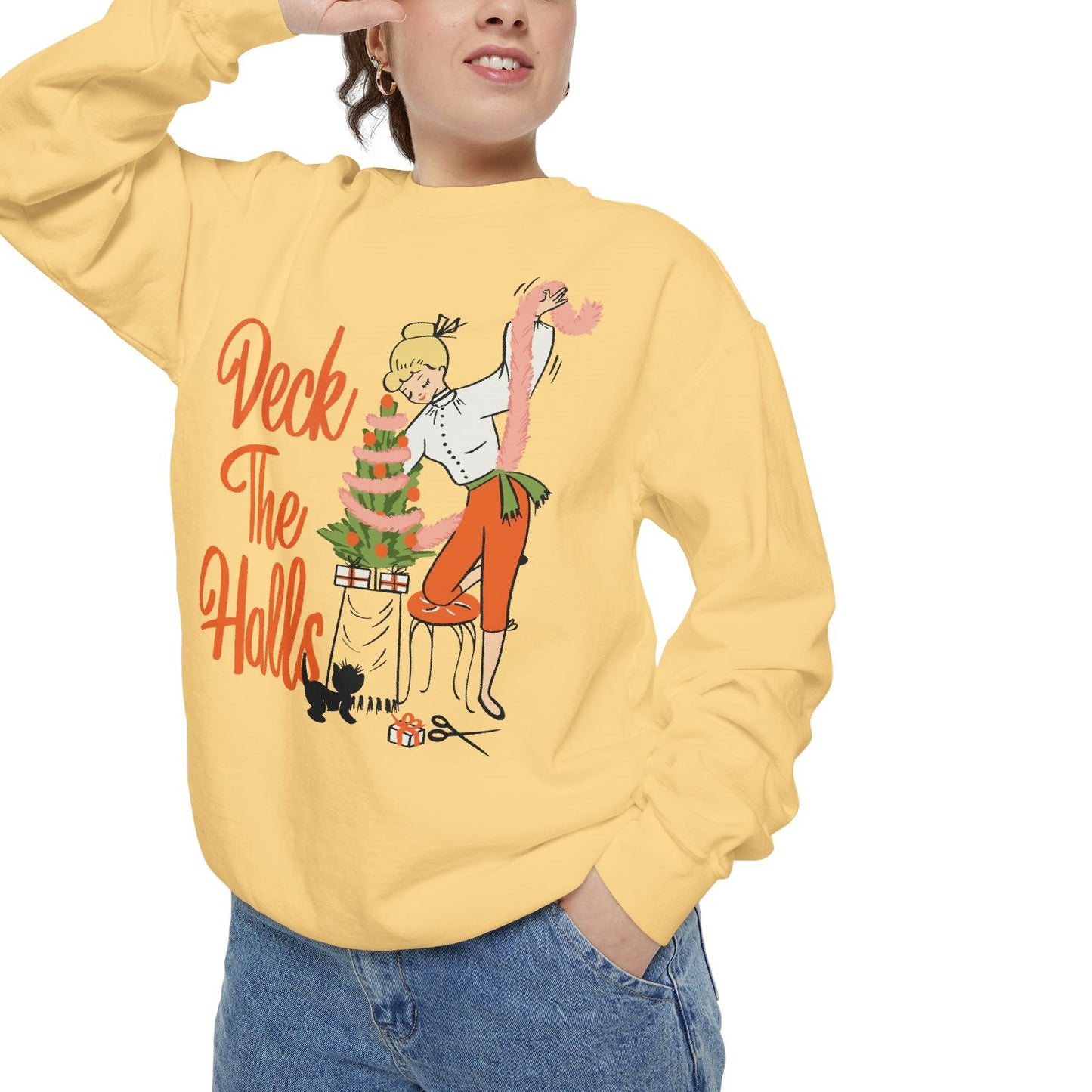 Retro Deck the Halls Crewneck Sweatshirt