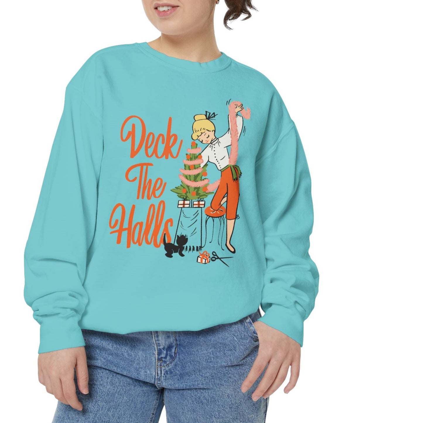 Retro Deck the Halls Crewneck Sweatshirt