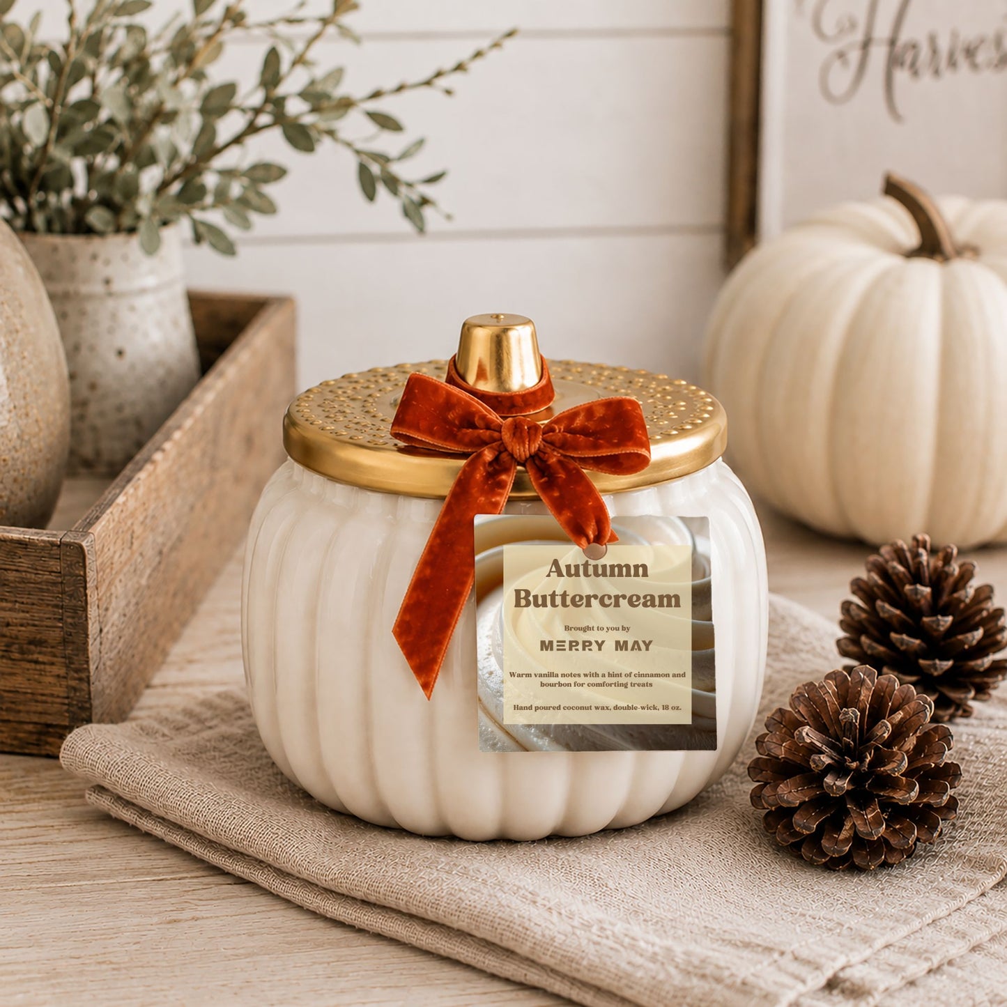 Ceramic Double-Wick Pumpkin Candle