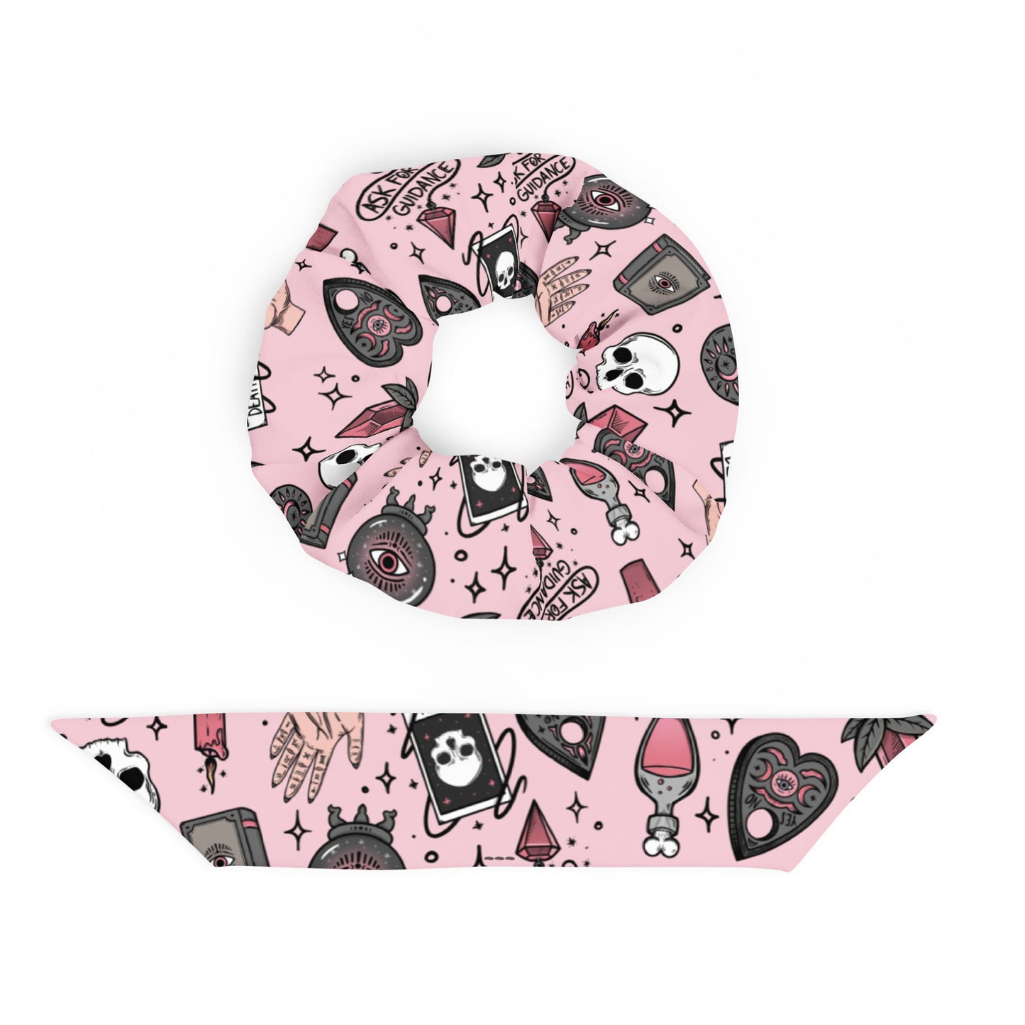 Cute Witchy Pink Recycled Fabric Hair Scrunchie