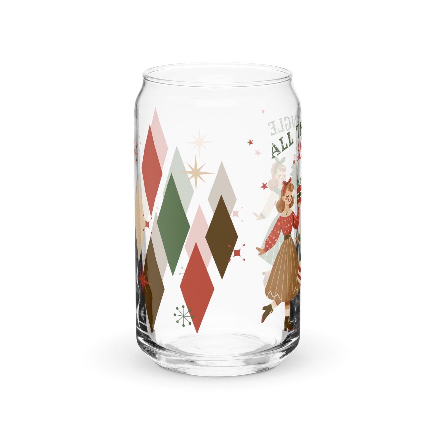 All The Jingle Ladies Retro 16 oz. Glass Cup - Merry May